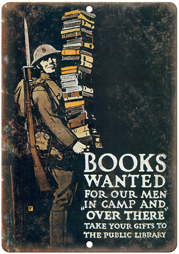 American Wartime Books Wanted Poster Metal Sign