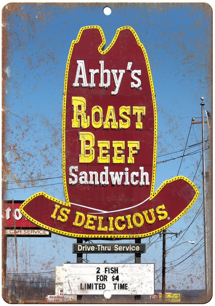 Arby's Roast Beef Drive Thru Metal Sign