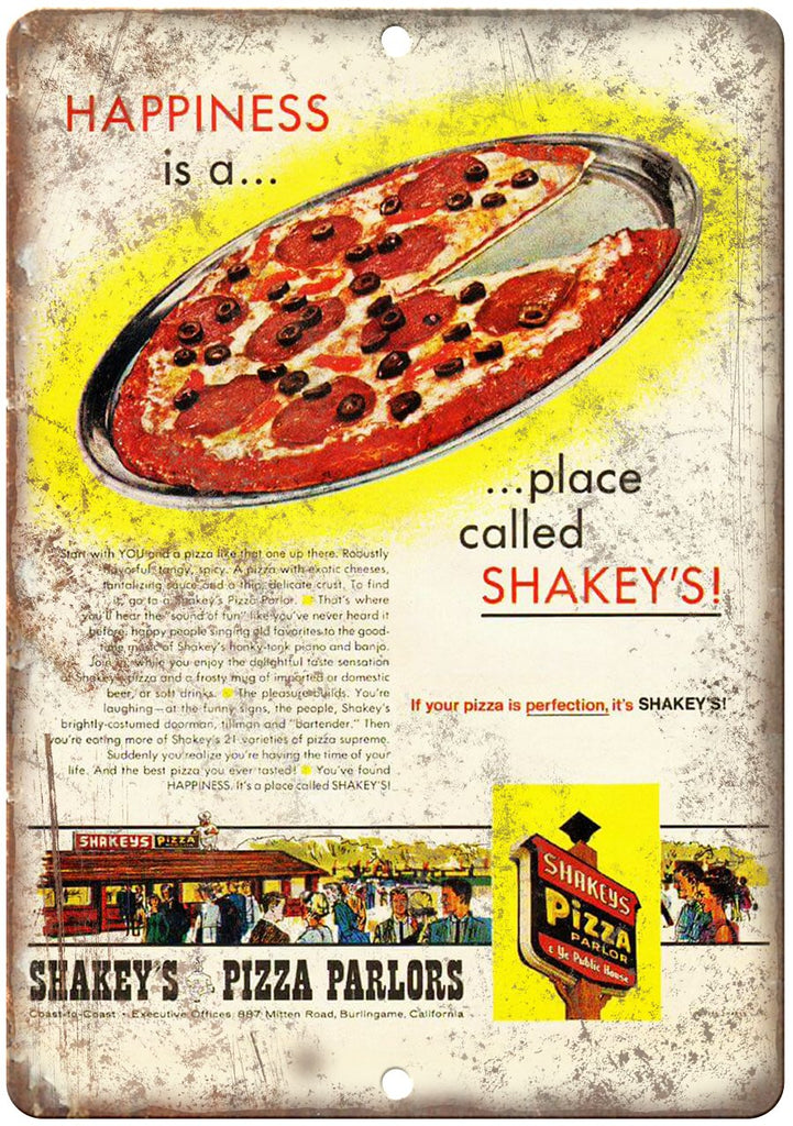 Shakey's Pizza Parlors Metal Sign