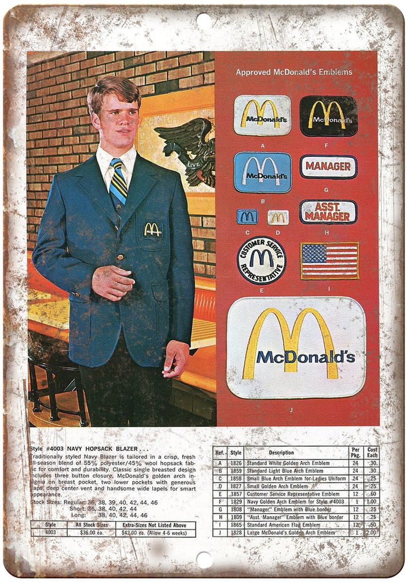 McDonald's Uniform Catalog Metal Sign Rusty Walls Rusty Walls Sign Shop