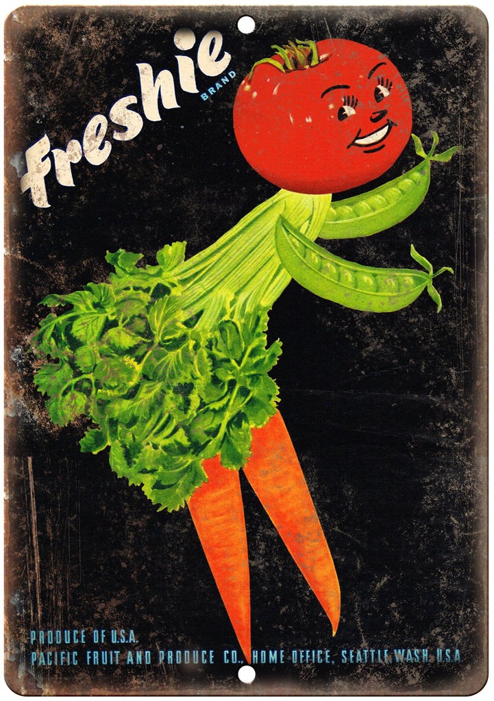 Freshie Brand Pacific Fruit and Produce Metal Sign