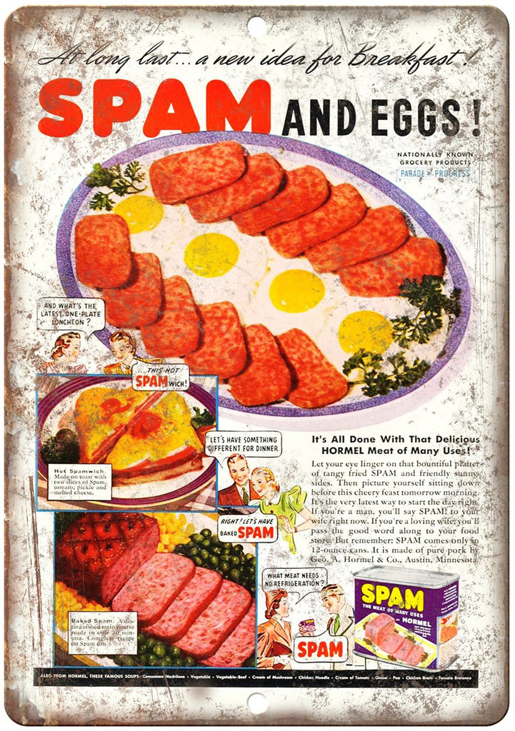 Spam and Eggs Metal Sign