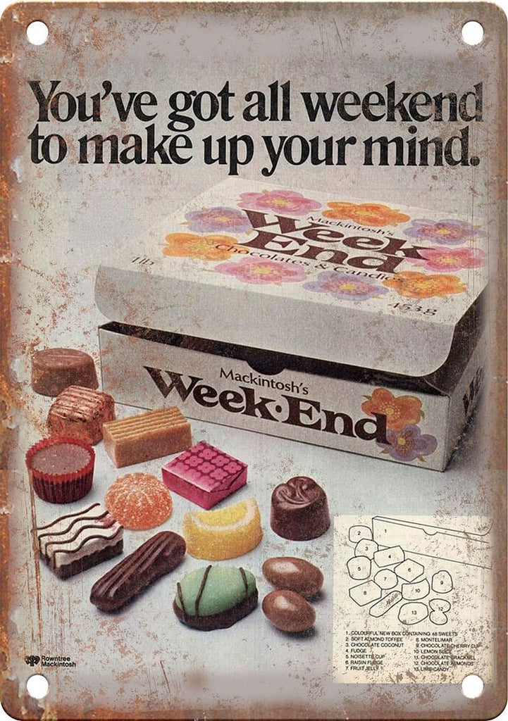 Mackintosh Week End Vintage Candy Ad Metal Sign