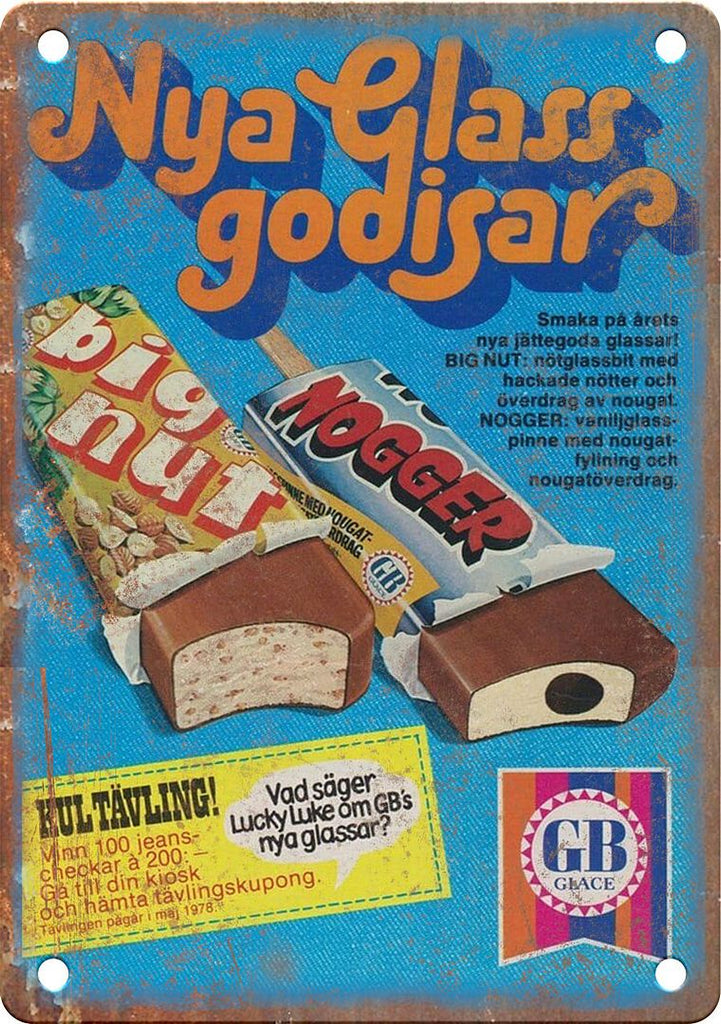 GB Nogger Vintage Ice Cream Ad Metal Sign