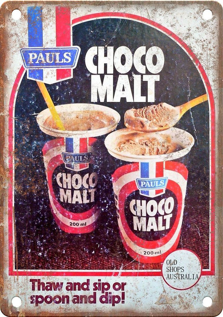 Choco Malt Vintage Ice Cream Ad Metal Sign