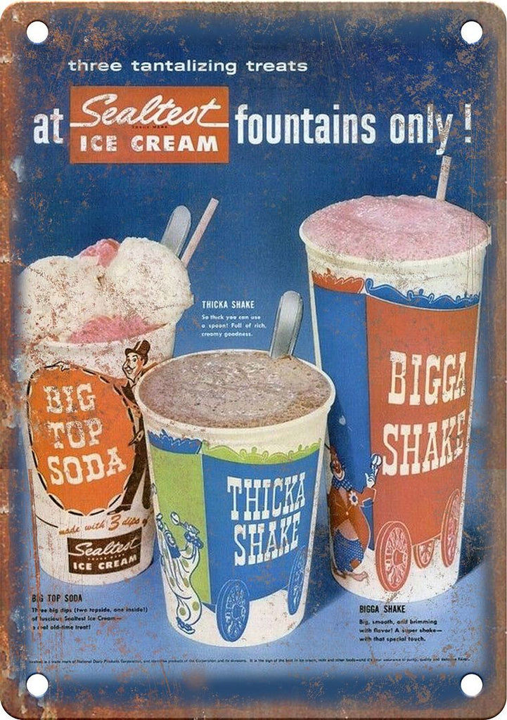 Sealtest Ice Cream Shake Vintage Ad Metal Sign