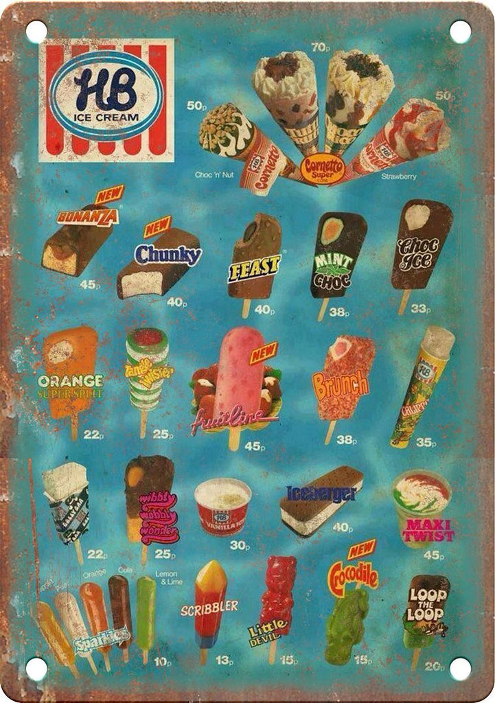 HB Ice Cream Vintage Ice Cream Ad Metal Sign