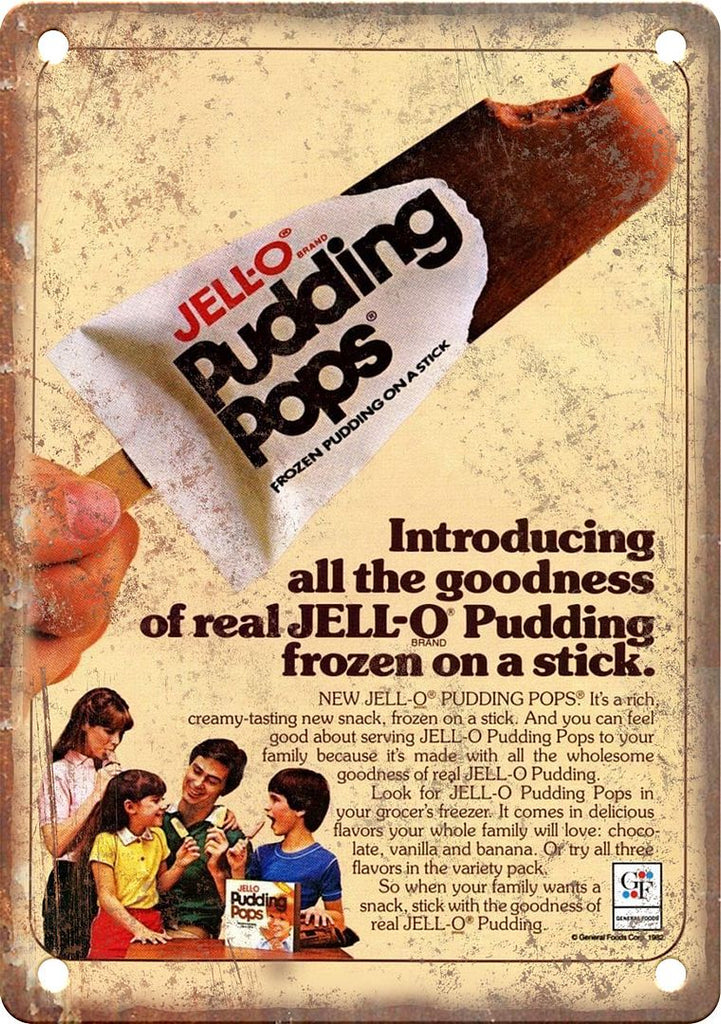 Jello Pudding Pops Vintage Ad Metal Sign
