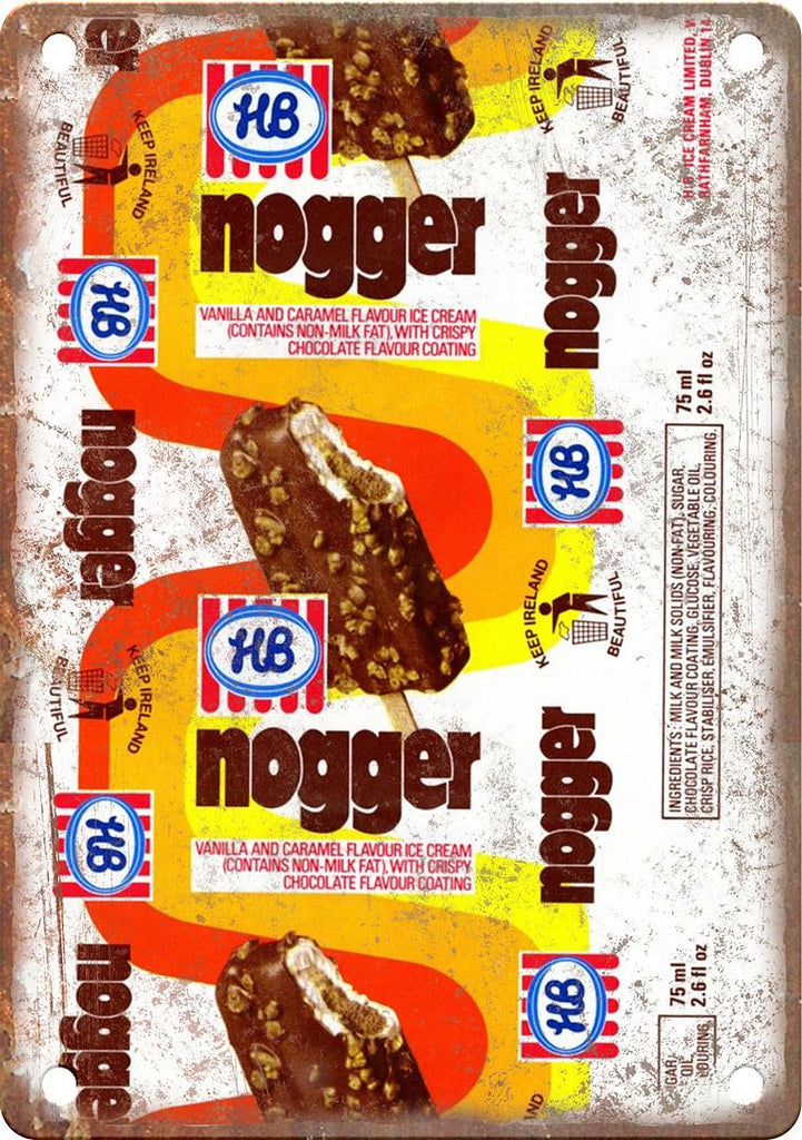 HB Nogger Vintage Ice Cream Ad Metal Sign