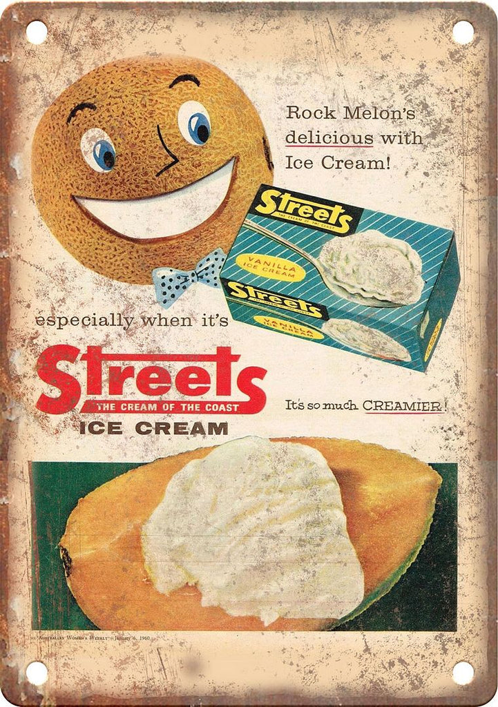 Streets Vintage Ice Cream Ad Metal Sign