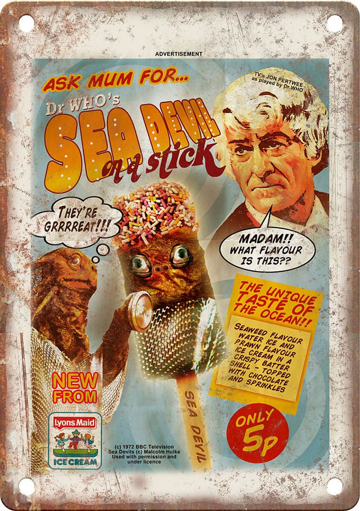 Vintage Sea Devil Ice Cream Ad Lyons Maid Metal Sign