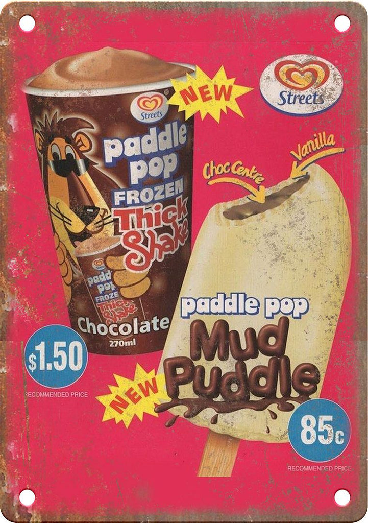 Mud Puddle Vintage Ice Cream Ad Metal Sign