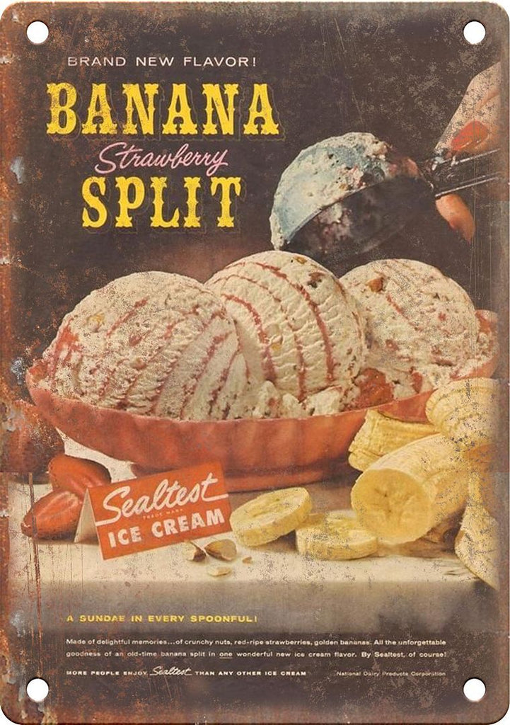 Sealtest Banana Split Ice Cream Ad Metal Sign