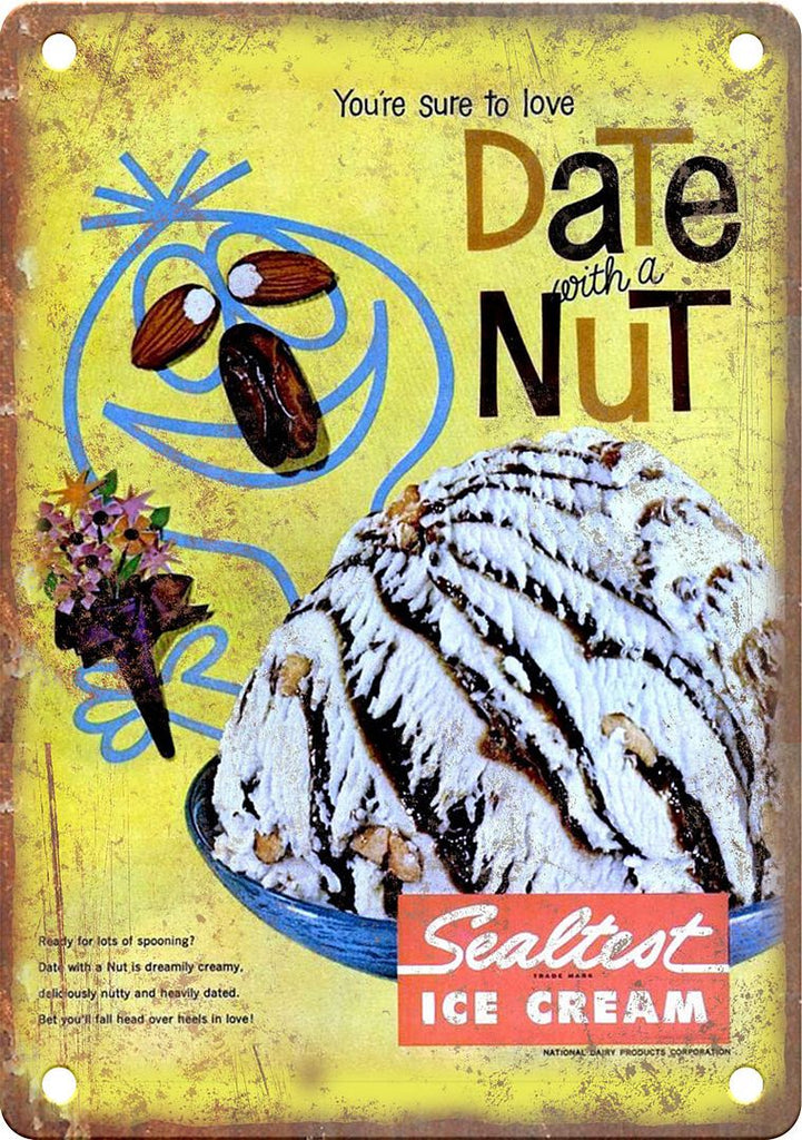 Sealtest Ice Cream Date Nut Ad Metal Sign
