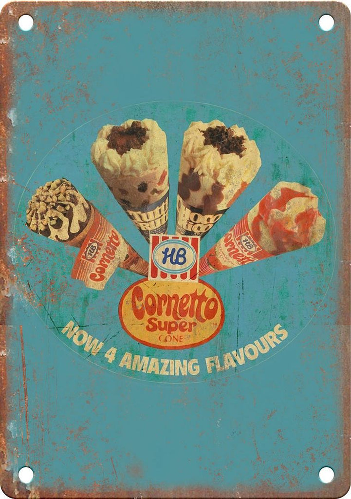 HB Cornetto Vintage Ice Cream Ad Metal Sign