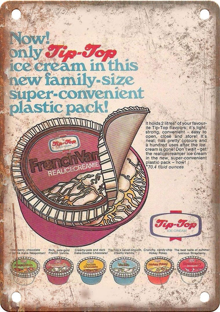 Tip-Top Vintge Ice Cream Ad Metal Sign