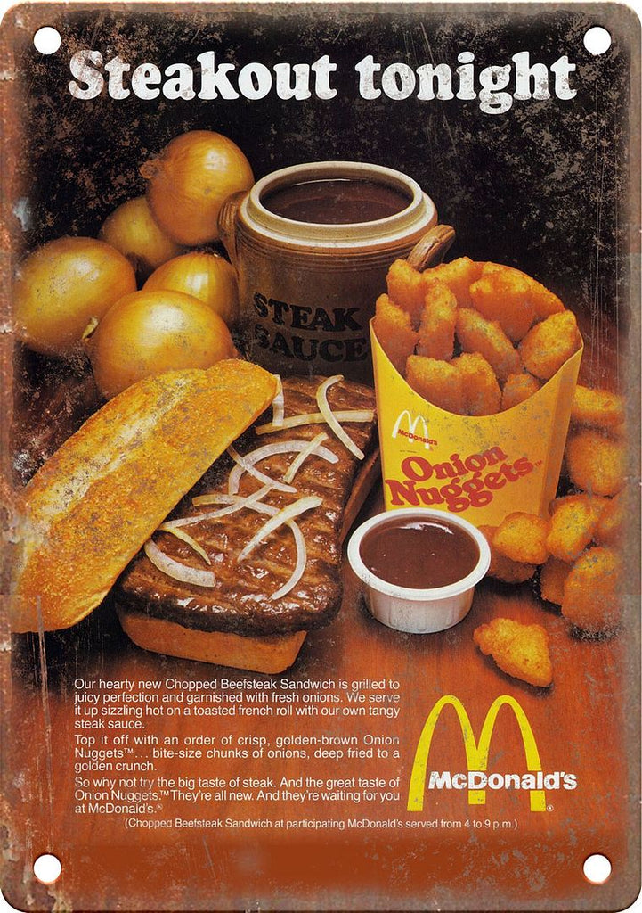 McDonalds Onion Nuggets Vintage Ad Metal Sign