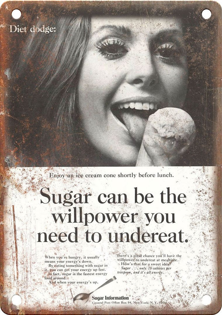 Sugar Information Vintage Ice Cream Ad Metal Sign