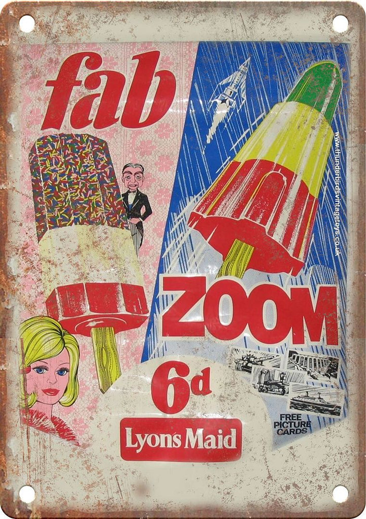 Lyons Maid Fab Zoom Ice Cream Ad Metal Sign