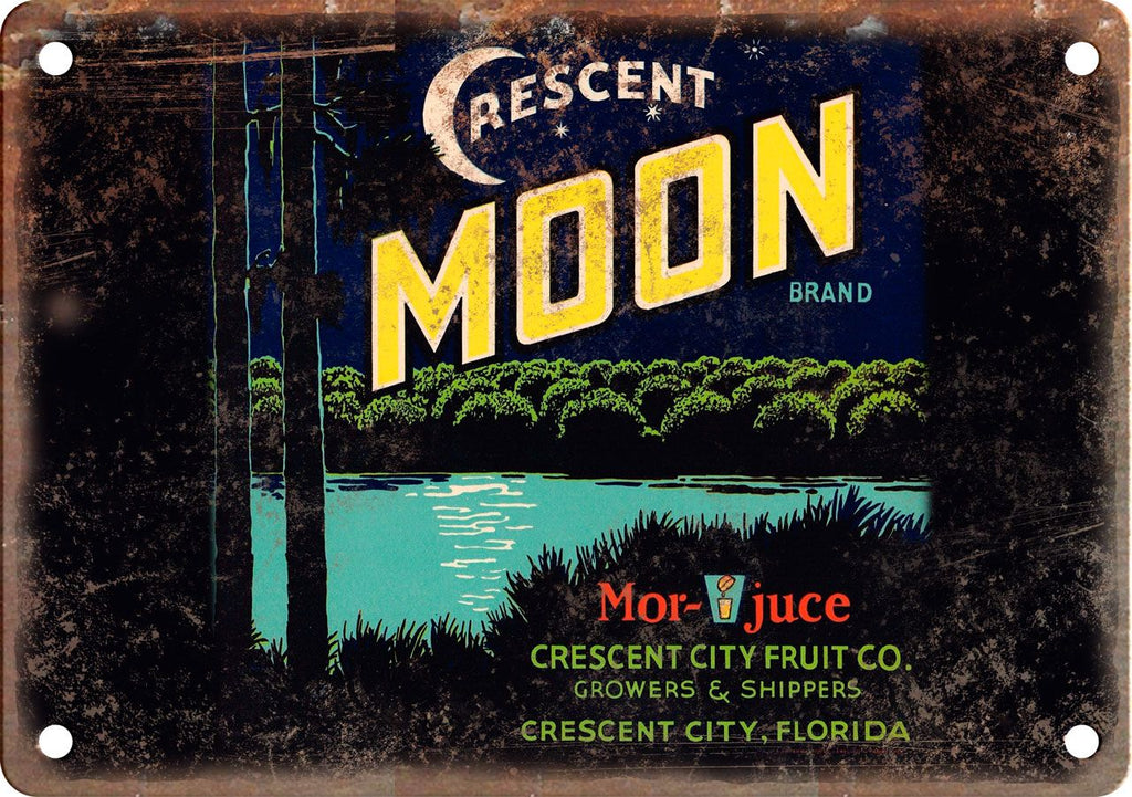 Crescent Moon Brand City Fruit Metal Sign