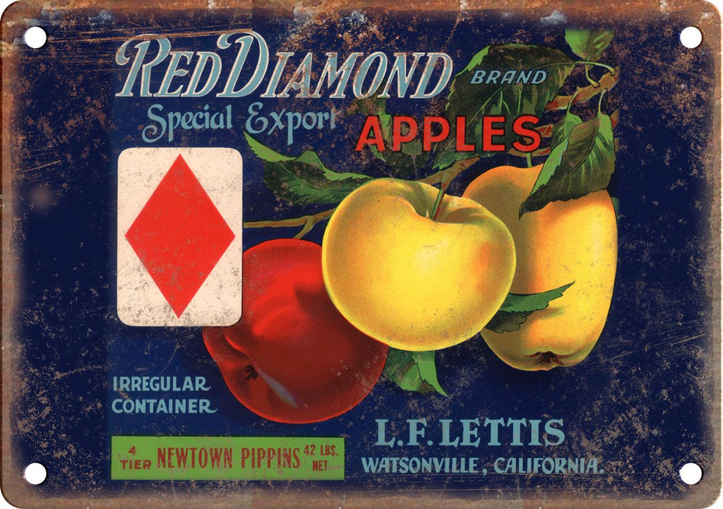 Red Diamond Band Apples Metal Sign