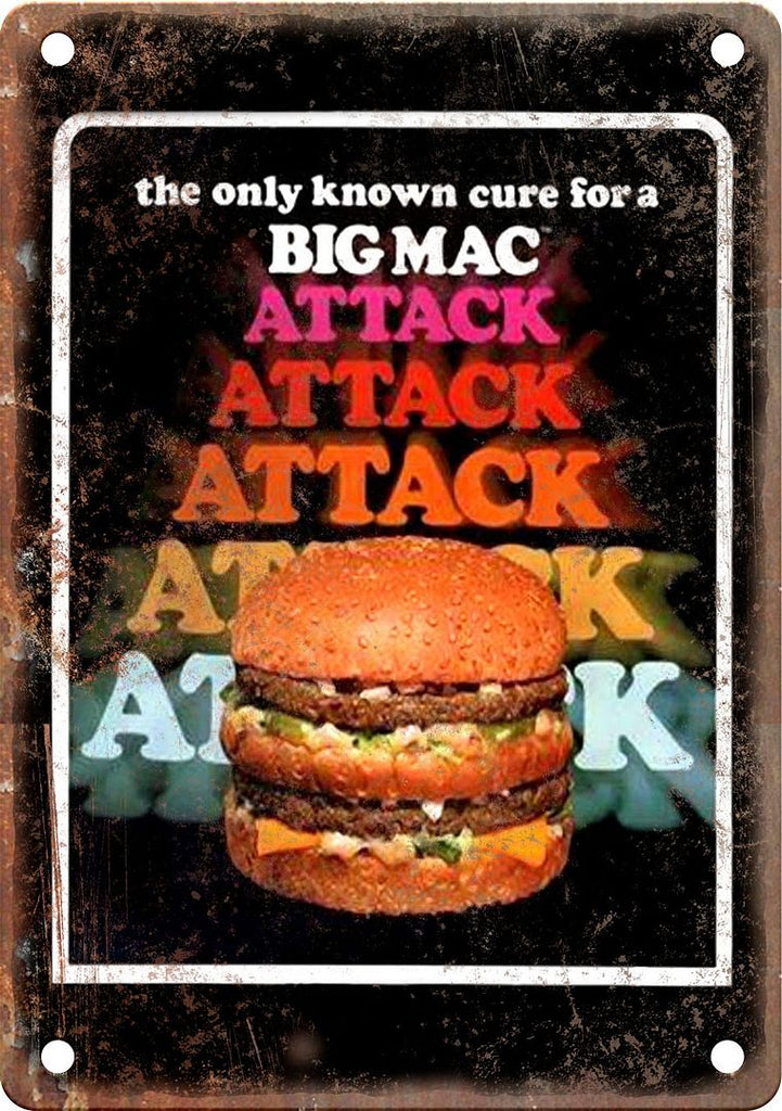 McDonald's Big Mac Attack Vintage Ad Metal Sign