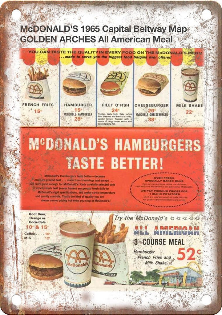 McDonald's 1965 Vintage Ad Metal Sign