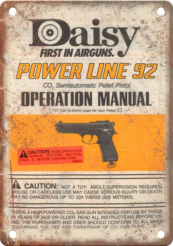 Daisy Power Line Air Gun Vintage Ad Metal Sign