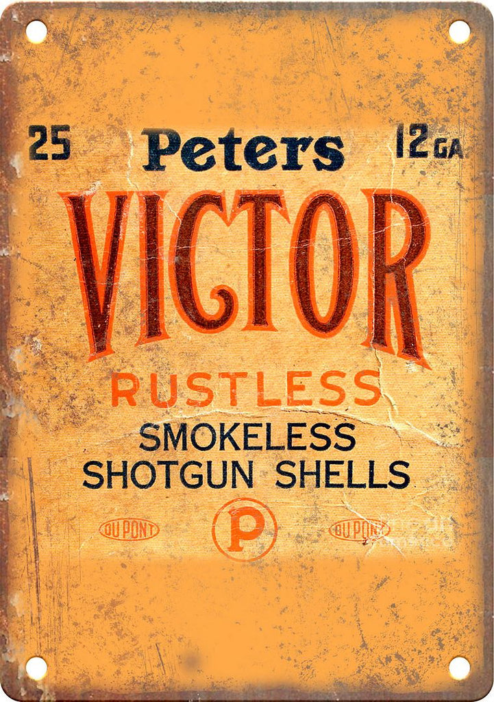 Peters Victor Shotgun Shell Box Art Metal Sign