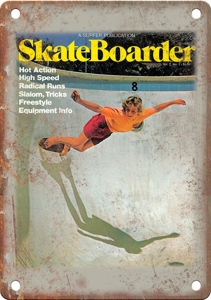 Retro Skateboarder Magazine Metal Sign