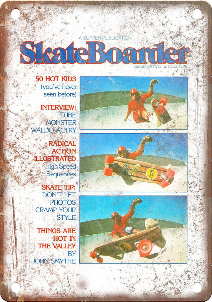 1977 Retro Skateboarder Magazine Metal Sign