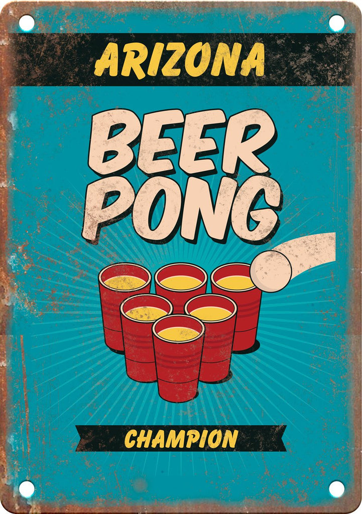 Arizona Beer Pong Champion Metal Sign