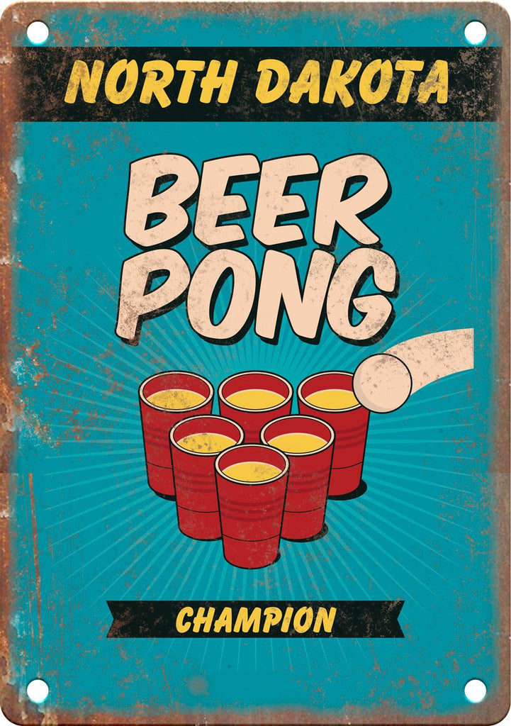 North Dakota Beer Pong Champion Metal Sign