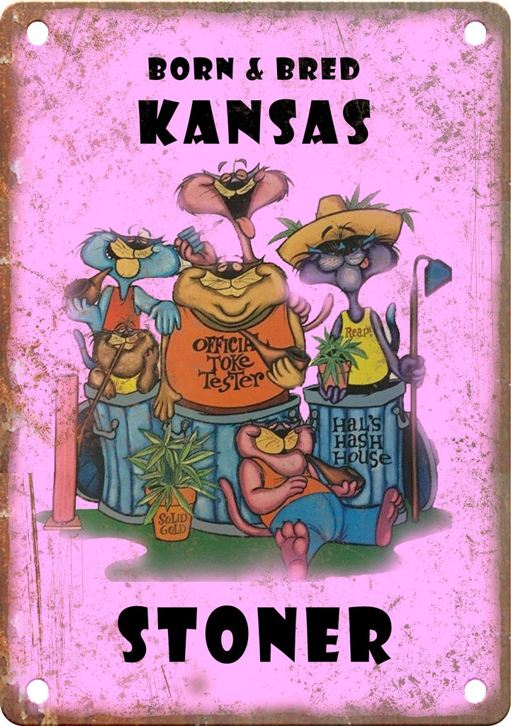 Kansas Born & Bred Stoner Metal Sign
