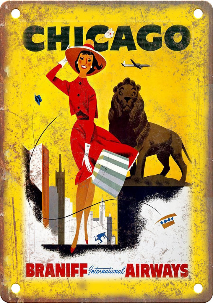 Chicago Vintage Travel Poster Art Metal Sign
