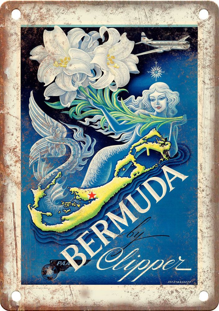 Vintage Bermuda Travel Poster Reproduction Metal Sign T380