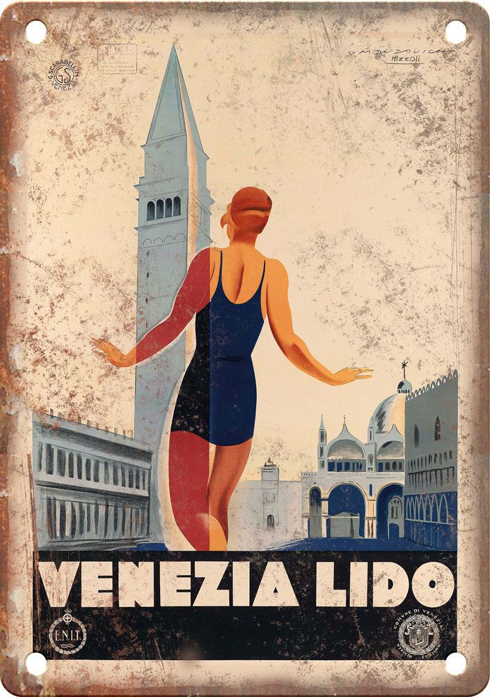 Vintage Venezia Lido Travel Poster Reproduction Metal Sign T394