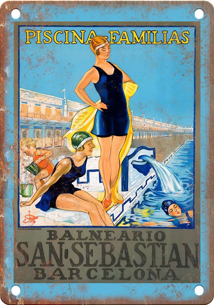 Vintage Barcelona Travel Poster Reproduction Metal Sign T403