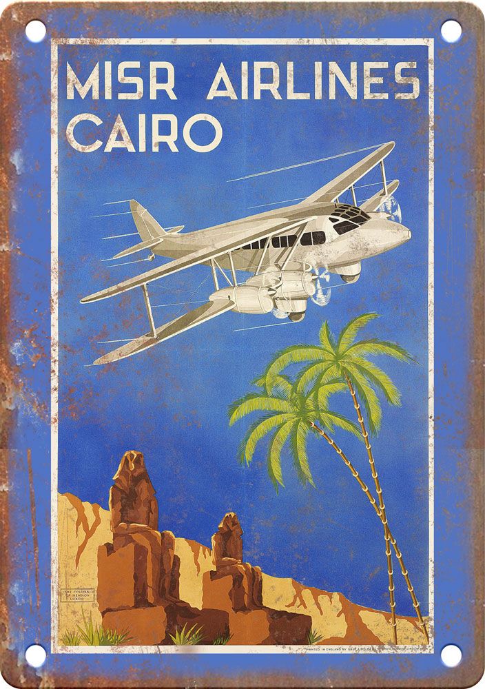 Vintage Cairo Egypt Travel Poster Reproduction Metal Sign T407