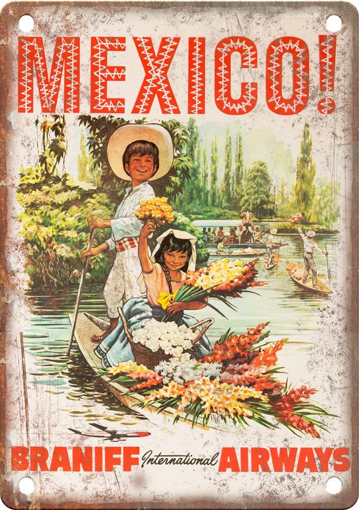Vintage Mexico Travel Poster Reproduction Metal Sign T412