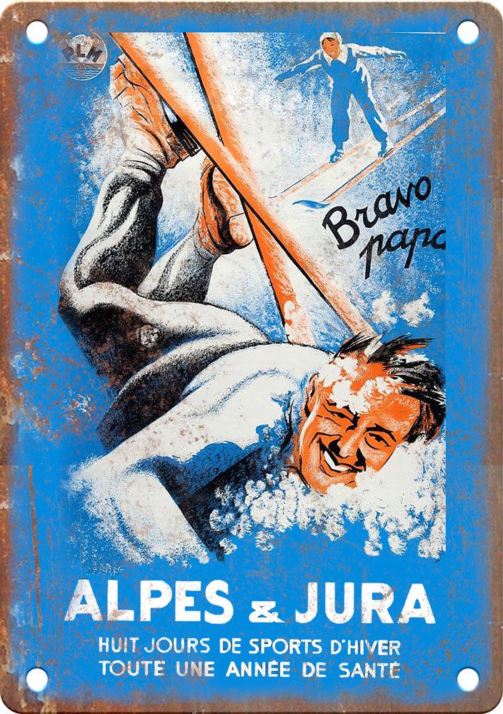 Vintage Alpes & Jura Travel Poster Reproduction Metal Sign T413