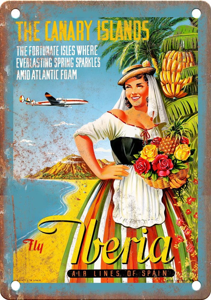 Vintage Iberia Travel Poster Reproduction Metal Sign T414