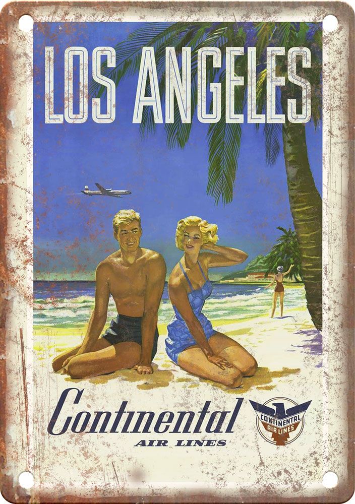Vintage Los Angeles Travel Poster Reproduction Metal Sign T417