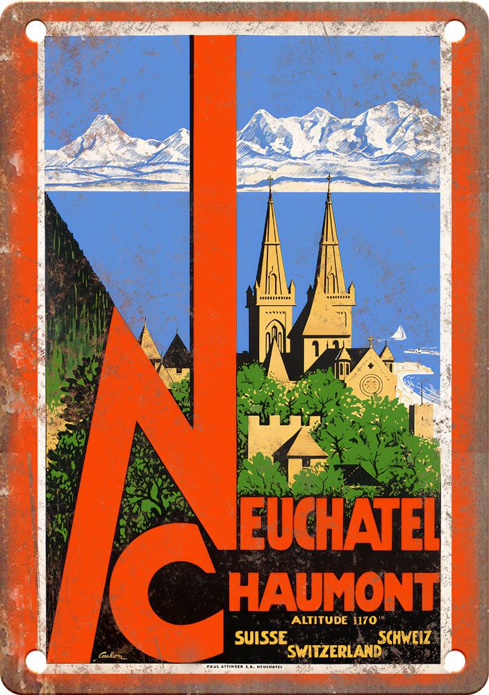 Vintage Neuchatel Chaumont Travel Poster Retro Reproduction T422
