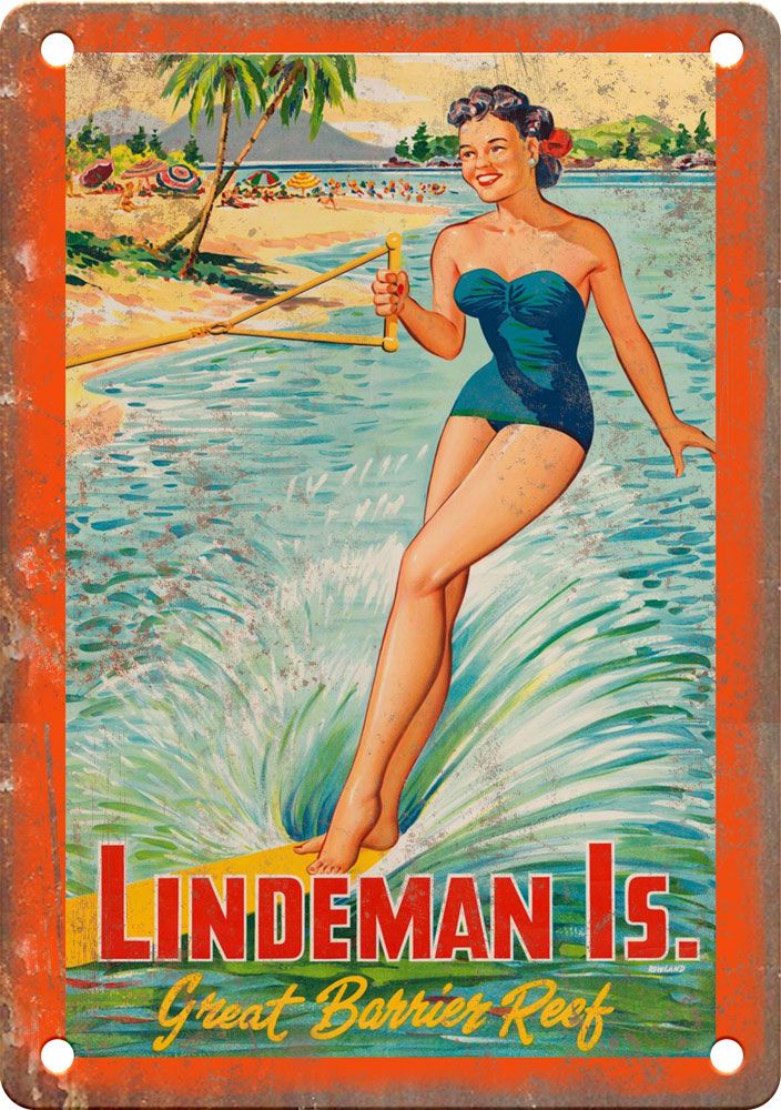 Vintage Lindeman Island Travel Poster Reproduction Metal Sign T423