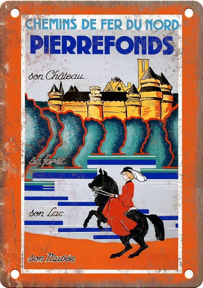 Vintage Pierrefonds Travel Poster Reproduction Metal Sign T431