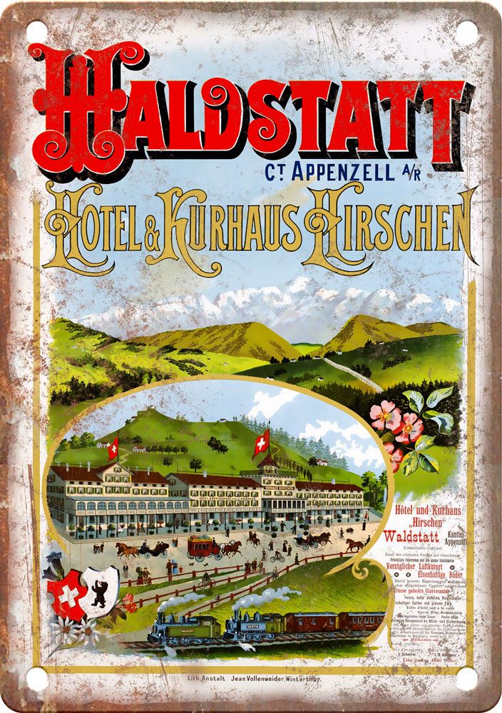 Vintage Waldstatt Travel Poster Reproduction Metal Sign T432