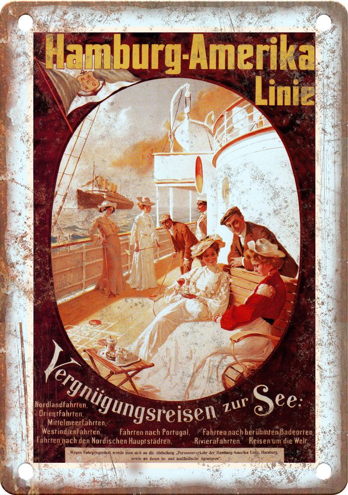 Vintage Hamburg Travel Poster Reproduction Metal Sign T437