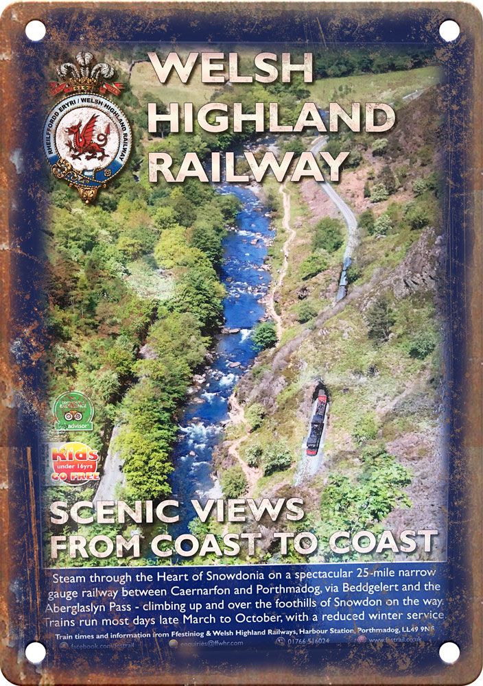 Vintage Welsh Highland Travel Poster Reproduction Metal Sign T453