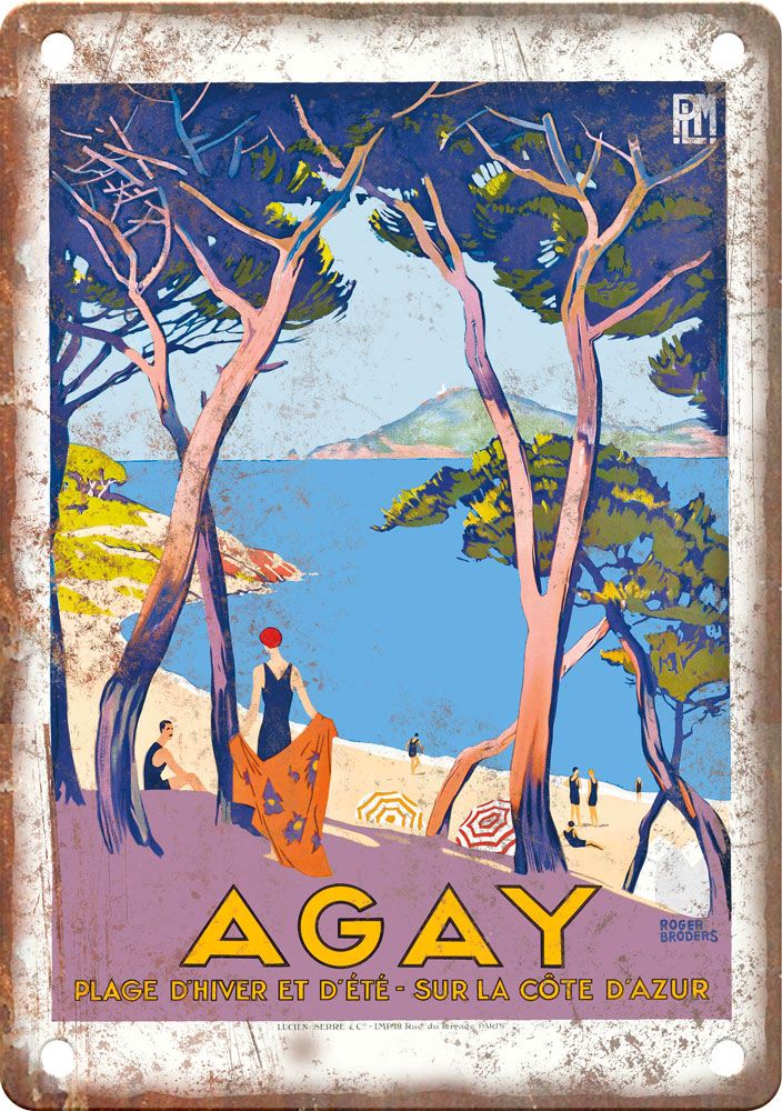 Vintage Agay Travel Poster Reproduction Metal Sign